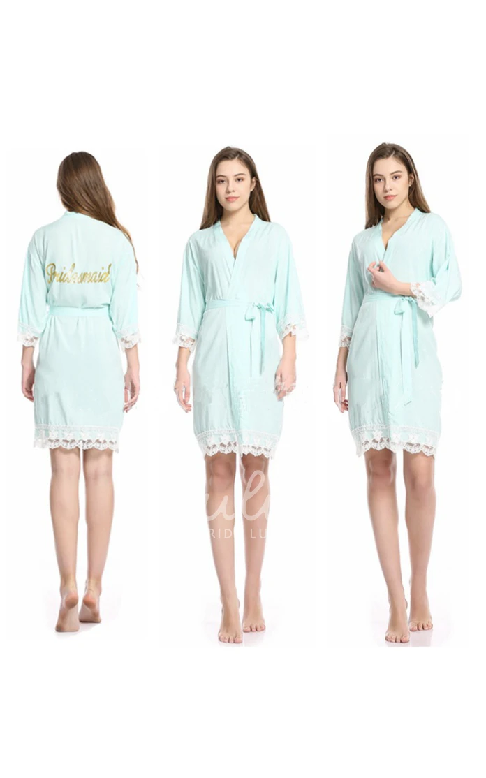 Laced Plain Bride Bridesmaid Glitter Print Robe