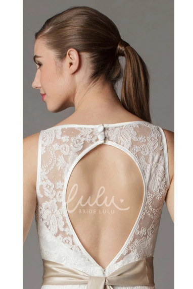 Lace Sheath Wedding Dress with Bateau Neck and Bow Detail