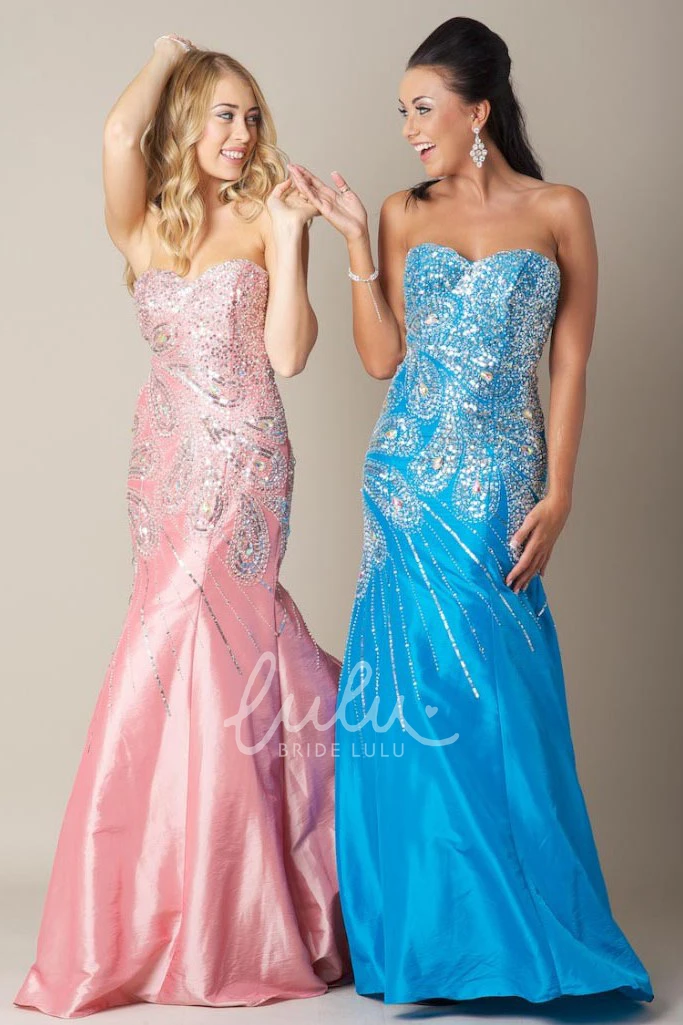 Sweetheart Taffeta Prom Dress Floor-Length & Beaded