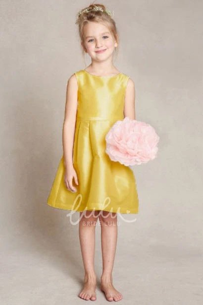 Satin Flower Girl Dress A-Line Sleeveless Scoop Neck Bow