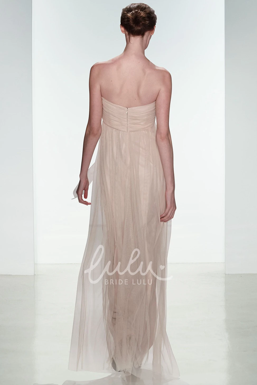 Empire Sweetheart Ruched Tulle Bridesmaid Dress with Ankle-Length Hem