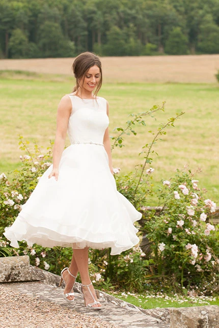 Jeweled Chiffon Wedding Dress with Illusion and Appliques Maxi High Neck