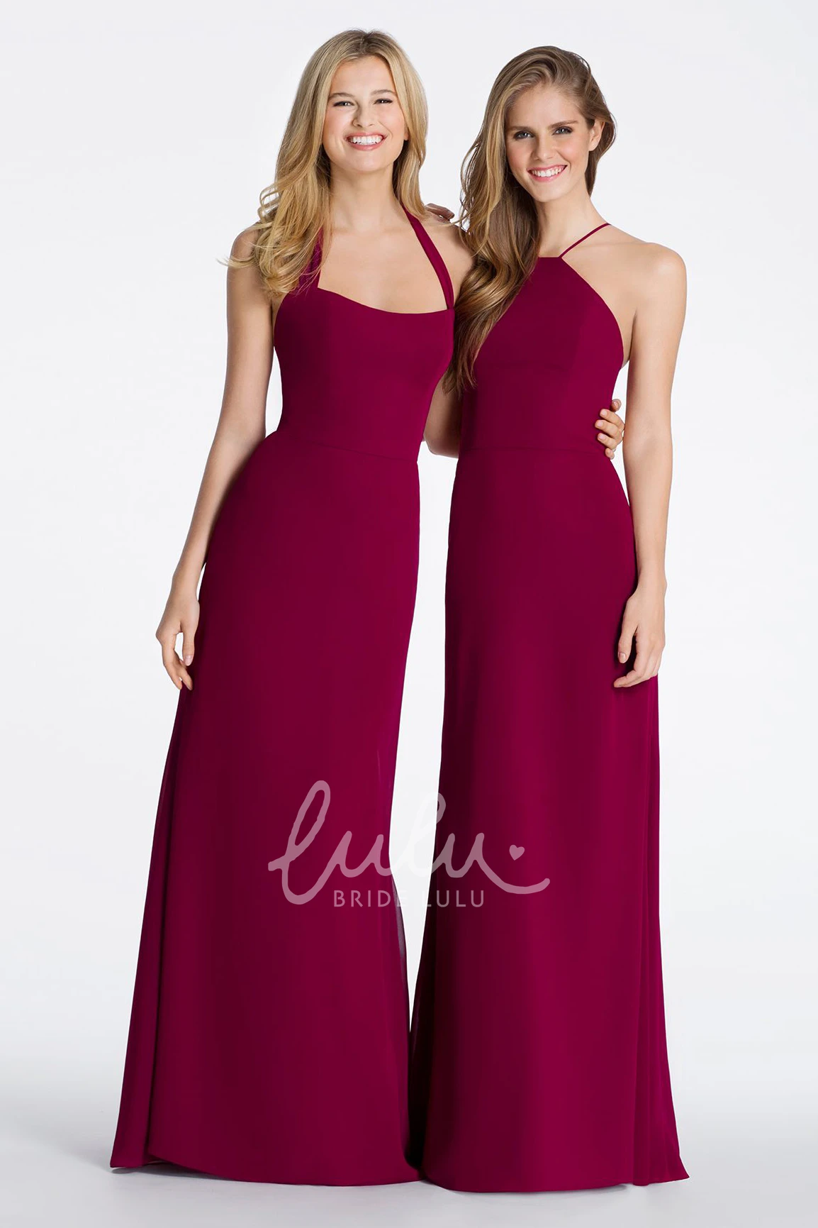 Sleeveless Chiffon Halter Bridesmaid Dress with Straps Elegant Bridesmaid Dress