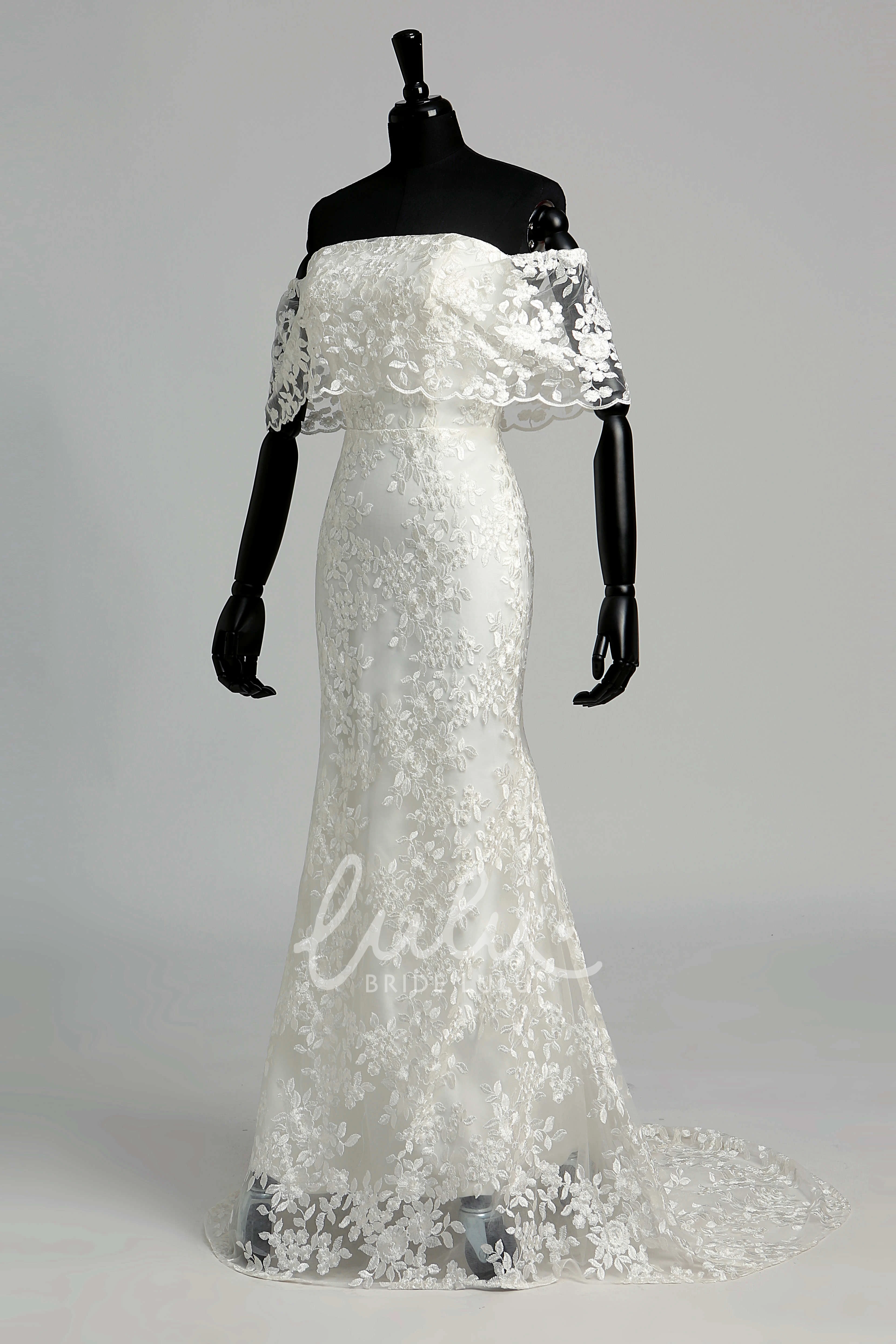 Lace Mermaid Wedding Dress with Trumpet Silhouette and Ruffles