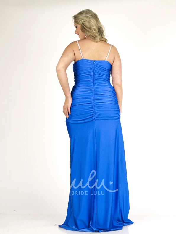 Flowy Jersey Floor-length Dress with Spaghetti Straps Beading and Draping