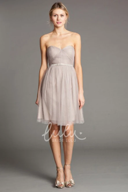 Halter Ruched Tulle Bridesmaid Dress with Broach Short Sleeveless