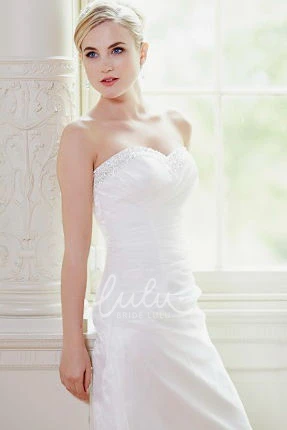 Satin&Tulle Draped A-Line Wedding Dress with Beading and Corset Back