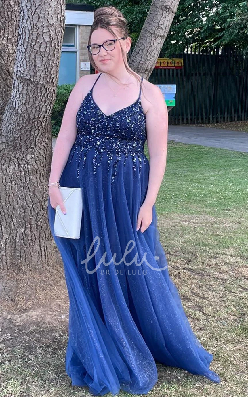 Tulle Evening Dress Halter Plus Size Starry Sequin Ass Covering Dress