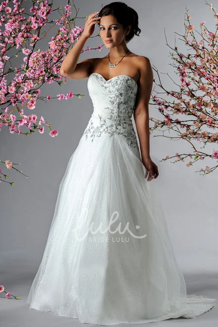Tulle Bridal Gown with Crystal Details and Sweetheart Applique Top