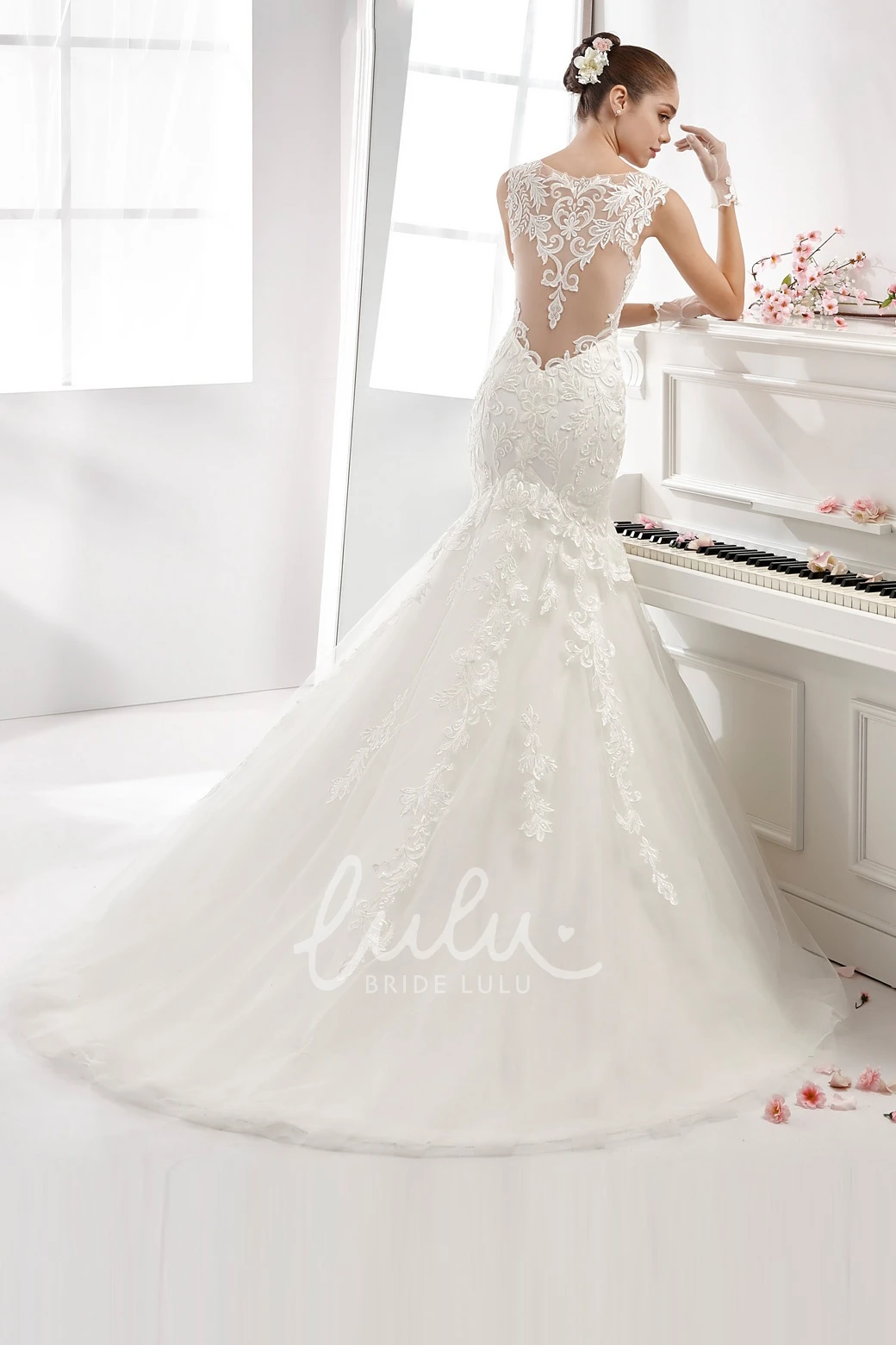 Mermaid Wedding Dress with Sweetheart Neckline and Illusive Lace Straps