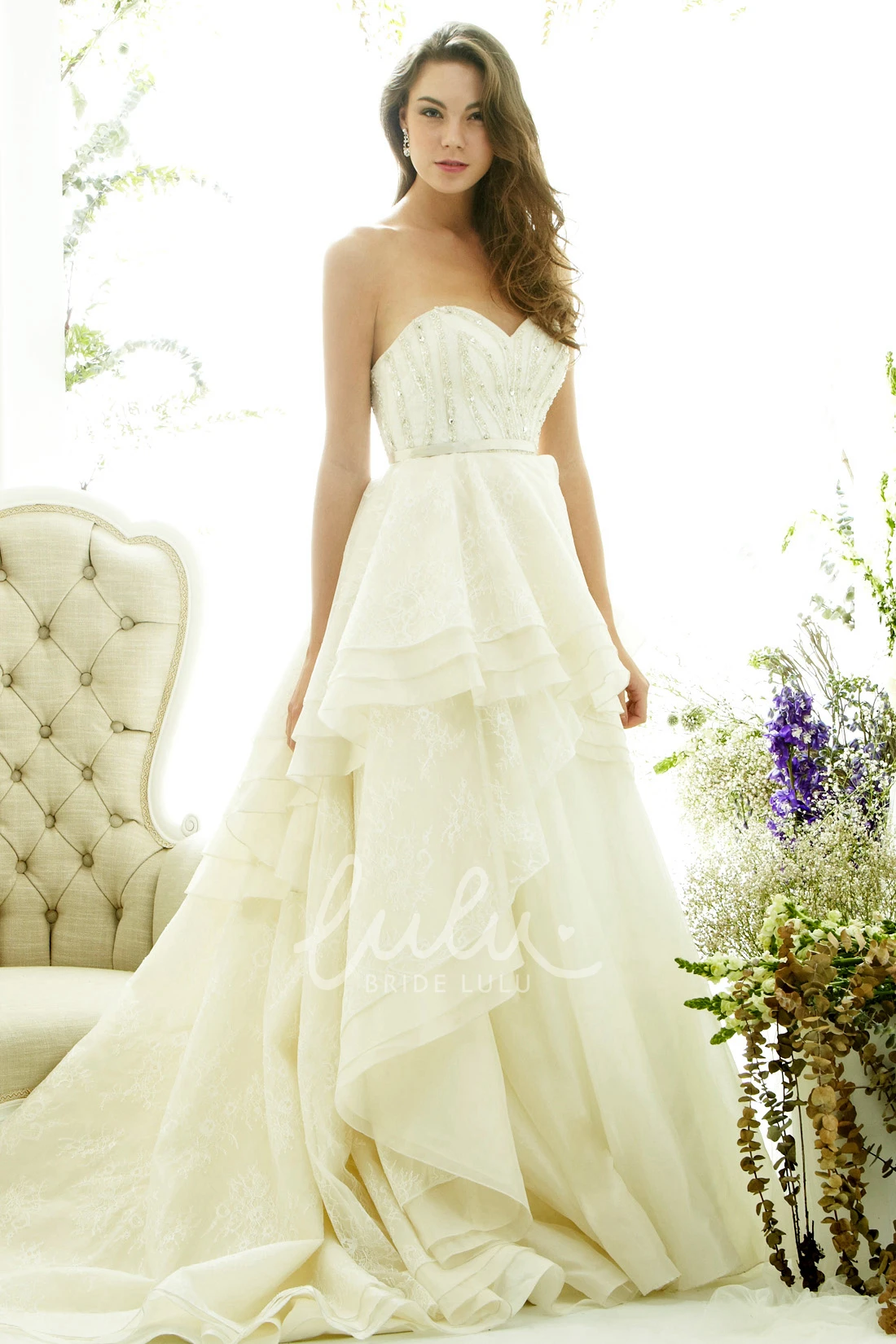 Sweetheart Beaded Tulle A-Line Wedding Dress with Sleeveless Design