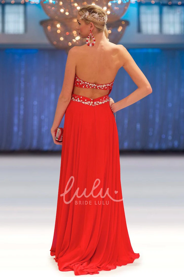 Backless Chiffon Prom Dress with Pleated Sweetheart Bodice