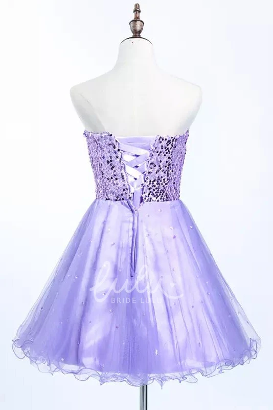 Sweetheart Sequin Tulle A-line Sleeveless Mini Homecoming Dress