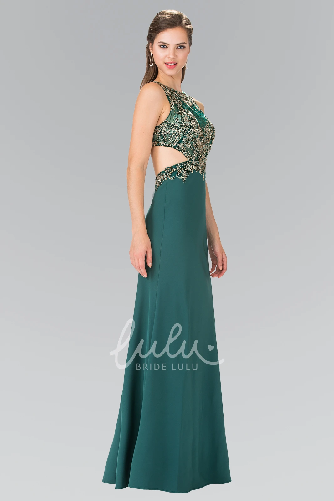 Keyhole Sheath Jersey Sleeveless Bridesmaid Dress with Beading