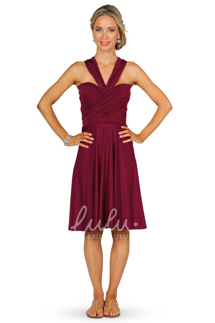 Knee-Length Sleeveless Chiffon Bridesmaid Dress with Criss-Cross Straps Unique Bridesmaid Dress