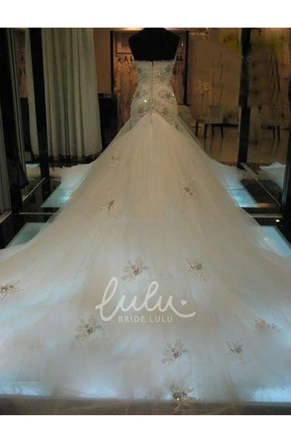 Sweetheart Mermaid Tulle Wedding Dress with Zipper Elegant Bridal Gown
