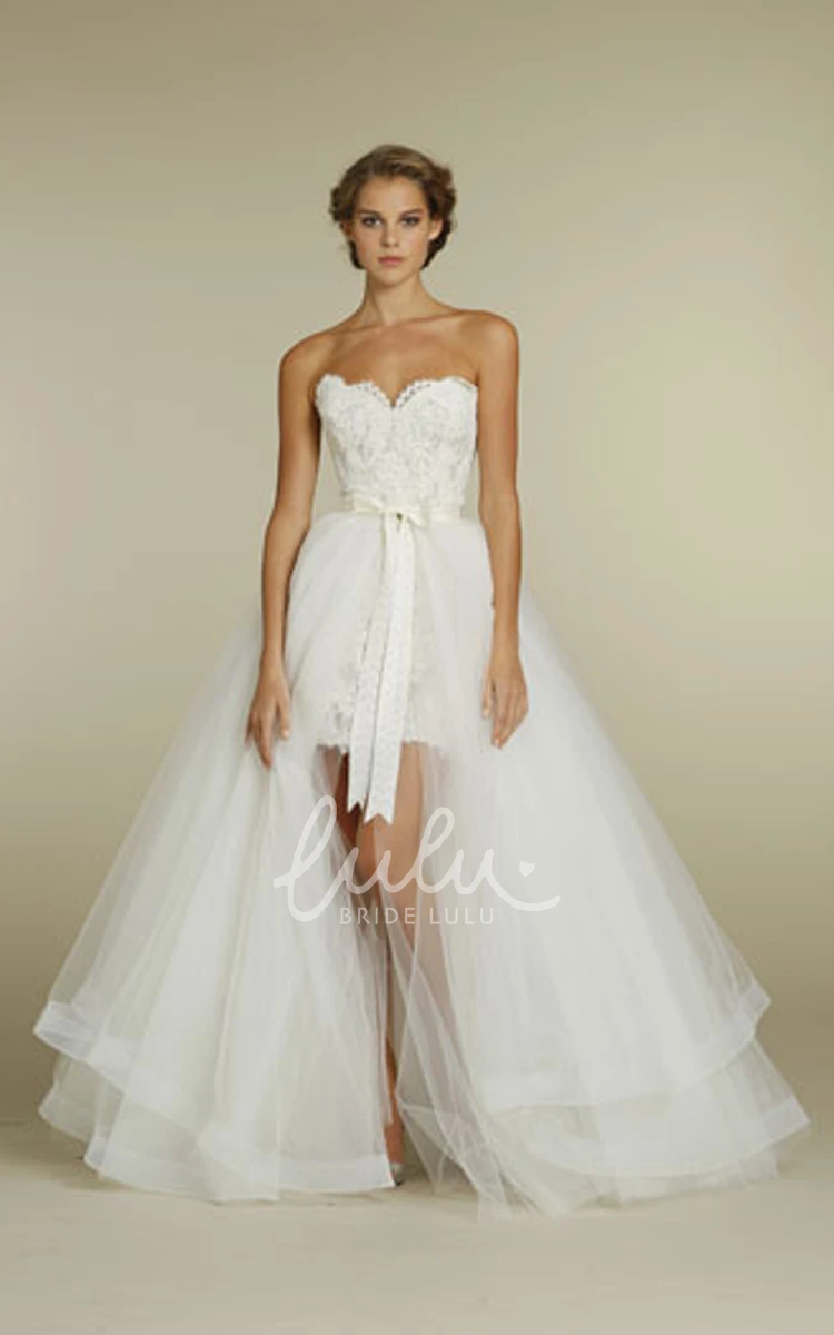 Detachable Tulle Overskirt Lace Mini Dress Unique Bridesmaid Dress