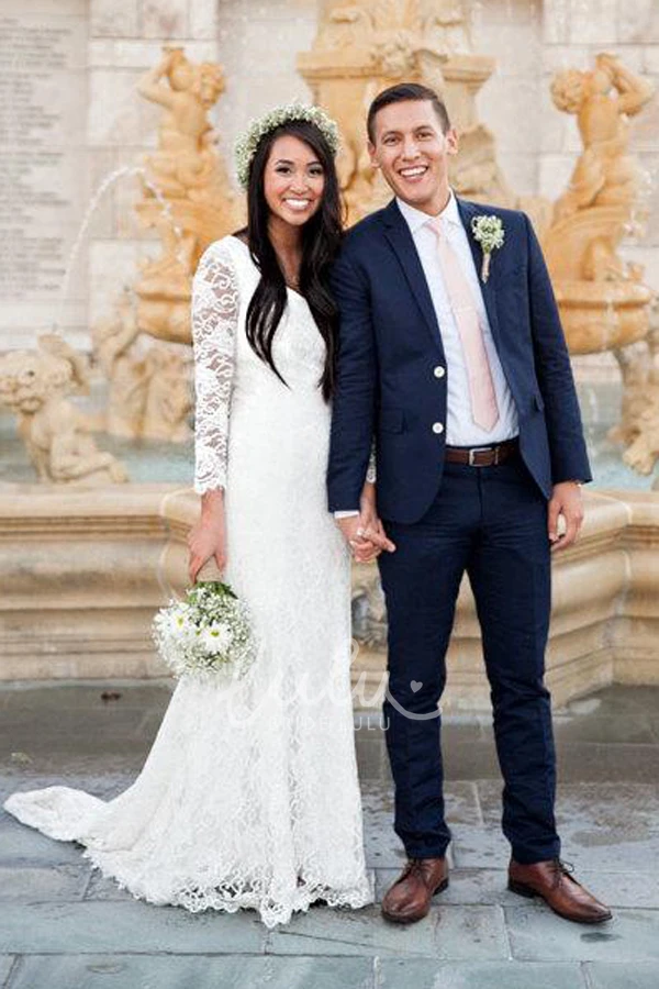 Scalloped Satin Lace Wedding Dress with Zipper Elegant Bridal Gown