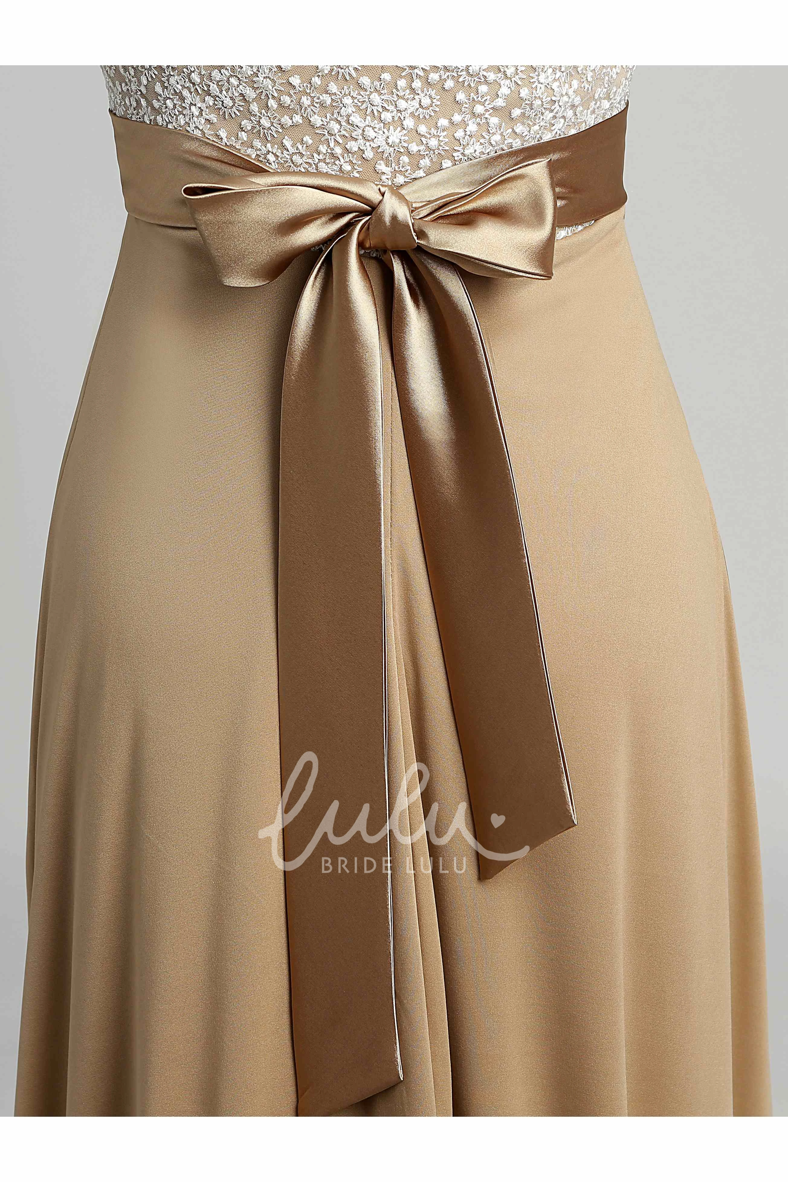 Maternity Lace A-line Dress with Cap Sleeves and Bateau Neckline