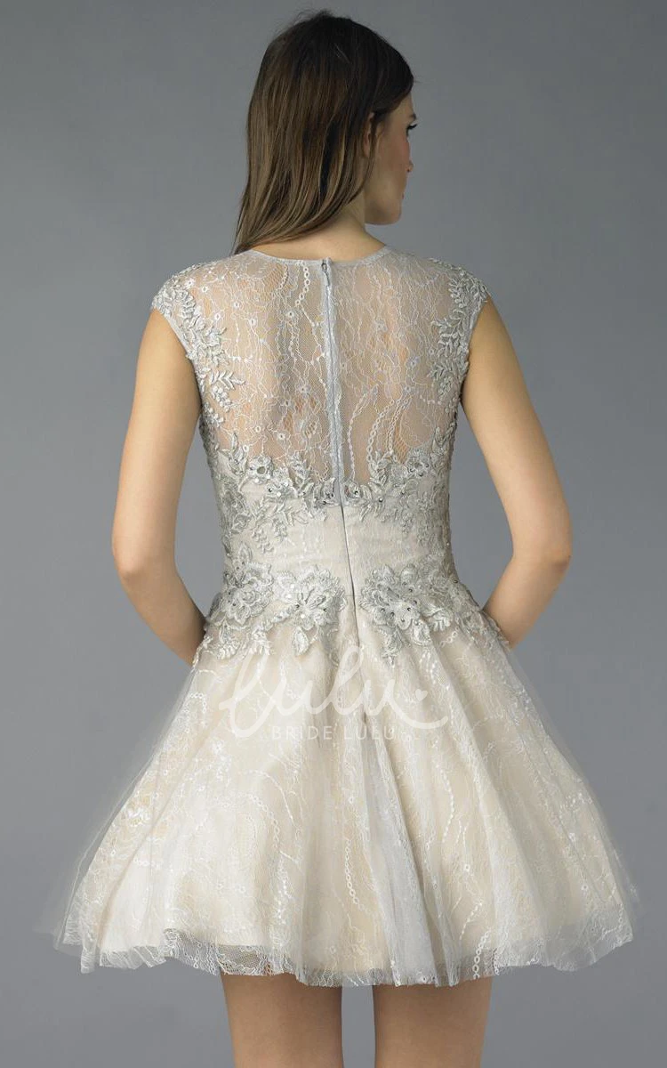 Lace Illusion High Neck Mini A-Line Formal Dress