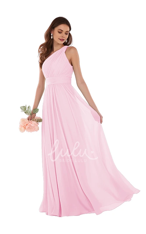 Elegant One-shoulder Chiffon Bridesmaid Dress A-Line 2025 Women