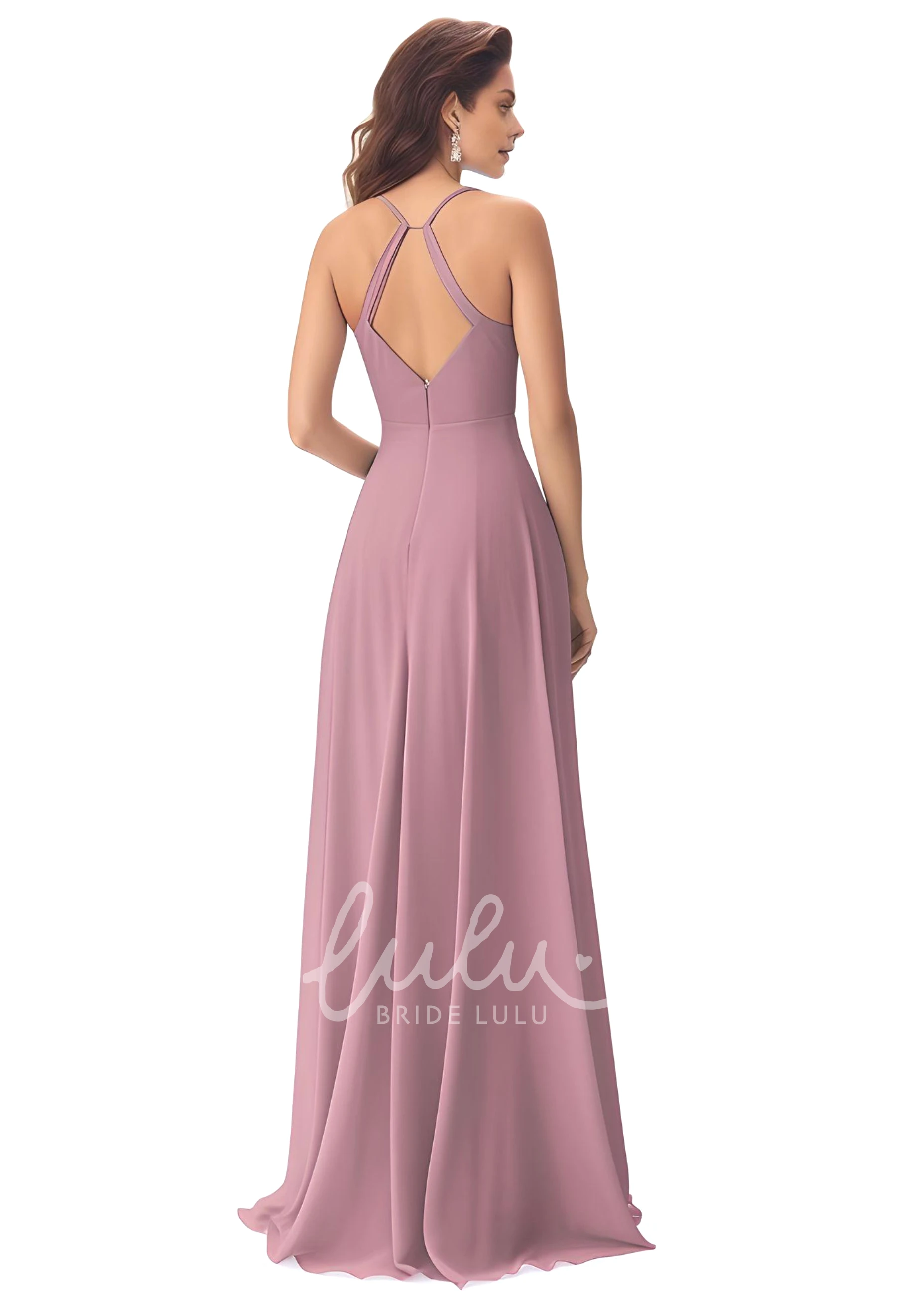 V-neck A-Line Chiffon Bridesmaid Dress Bohemian and Unique
