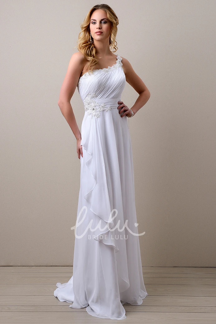 A-Line Wedding Dress with One-Shoulder and Ruched Bodice Side Draping