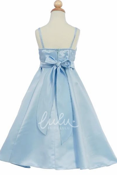 Ankle-Length Sequin Satin Floral Dress with Straps Bridesmaid Dress