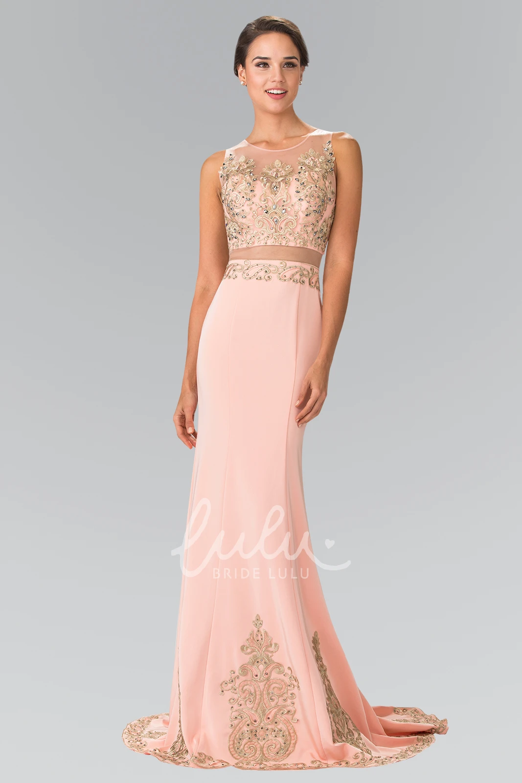 Scoop-Neck Sleeveless Sheath Dress With Beading Bridesmaid Dress