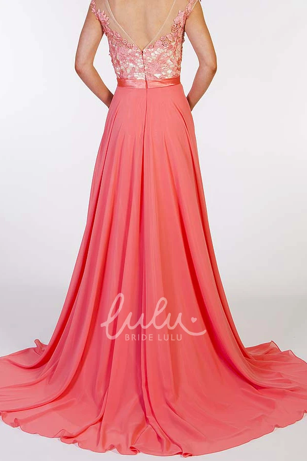 A-Line Chiffon Floor-Length Prom Dress with Appliques and Pleats Elegant 2025 Women's Dress