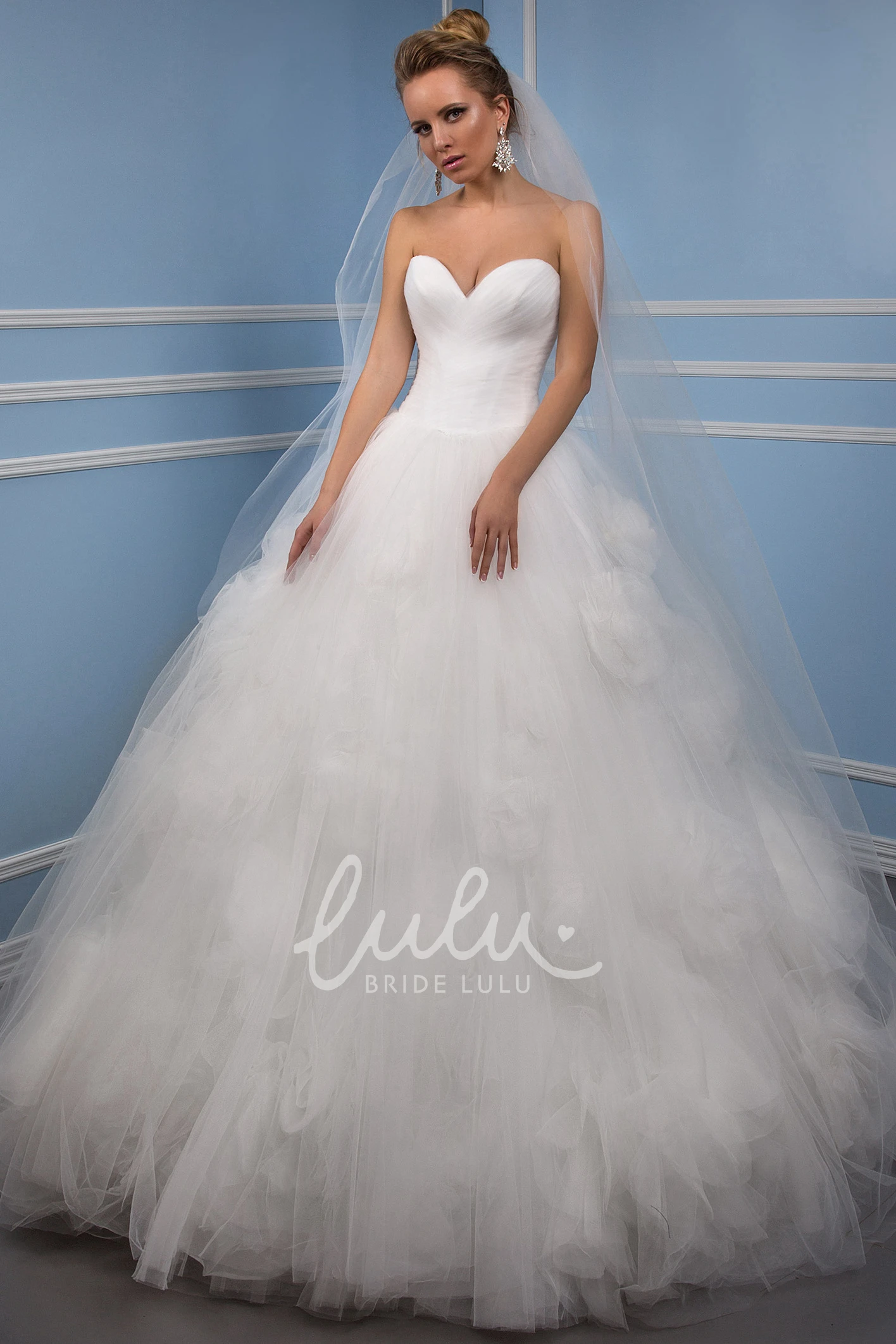 Floral Tulle Sweetheart Wedding Dress Floor-Length