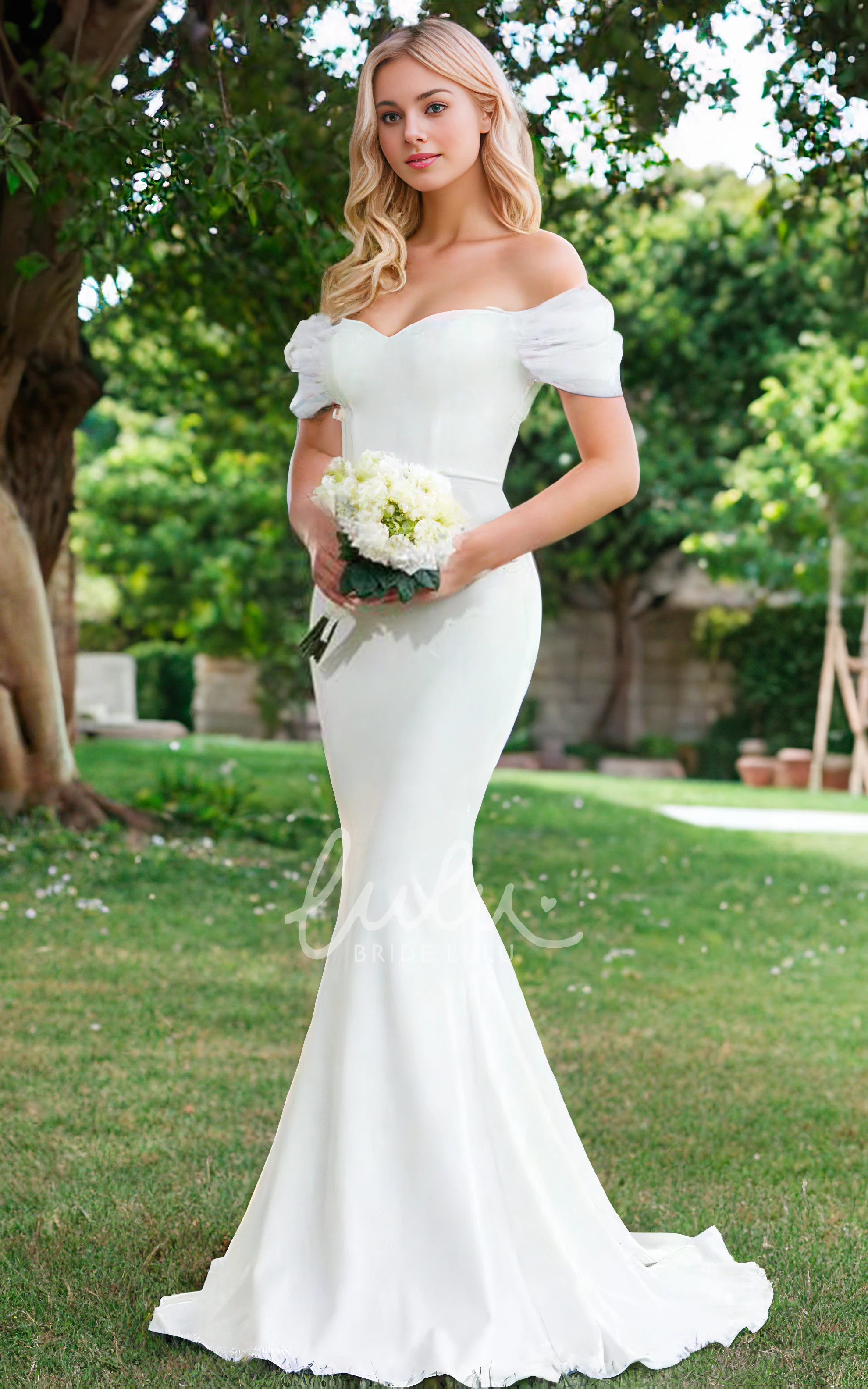 Sweetheart Mermaid Sexy Off-the-Shoulder Wrap-Around Elegant Satin Wedding Dress