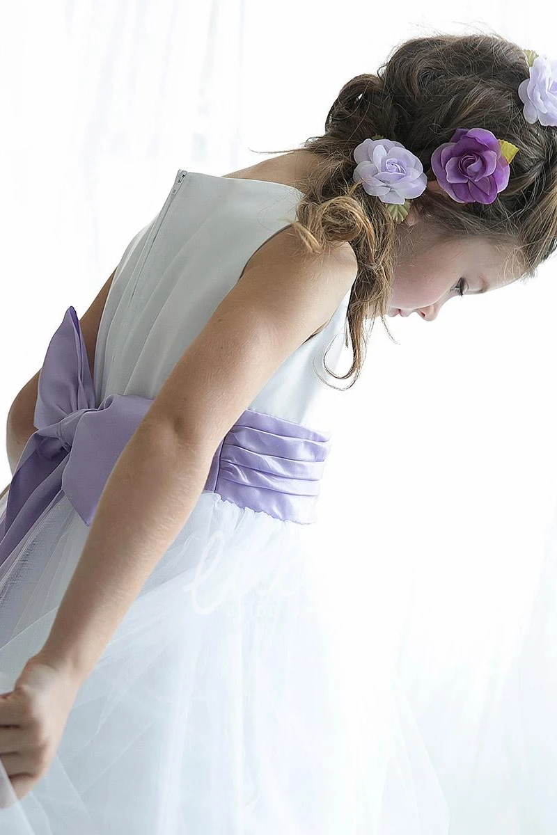 Split-Front Sequin Tea-Length Flower Girl Dress