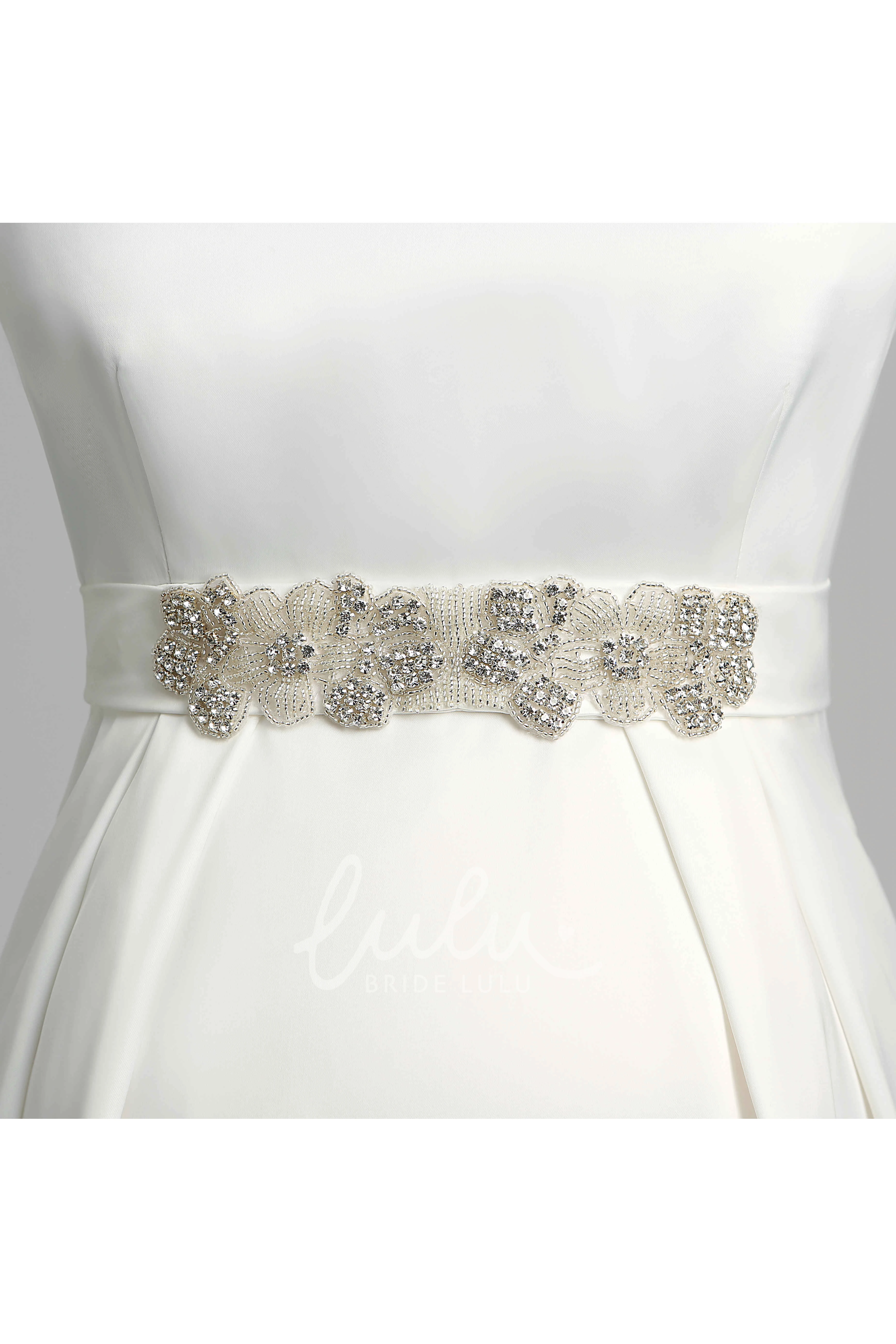 Satin Maternity Wedding Dress with Beading and Floor-Length A-Line Silhouette