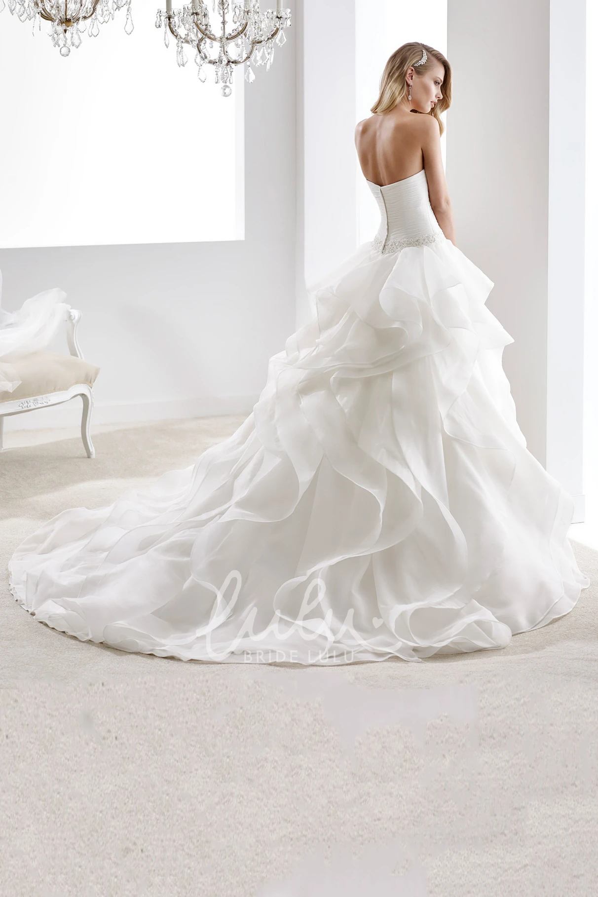 Sheath Mermaid Wedding Dress with Beaded Design Illusion-Neck & Brush Train