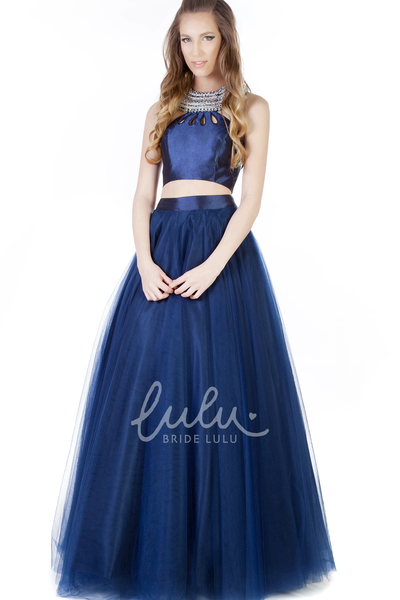 A-Line Sleeveless Beaded Tulle Prom Dress With Pleats Elegant Beaded Tulle Prom Dress