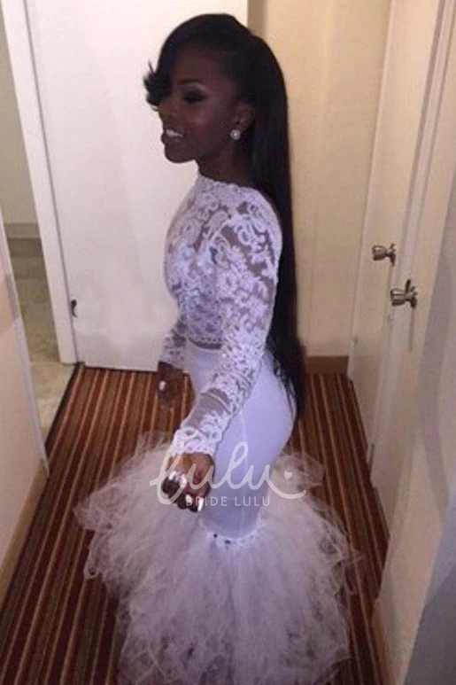 High Neck Lace Tulle Mermaid Formal Dress with Long Sleeves