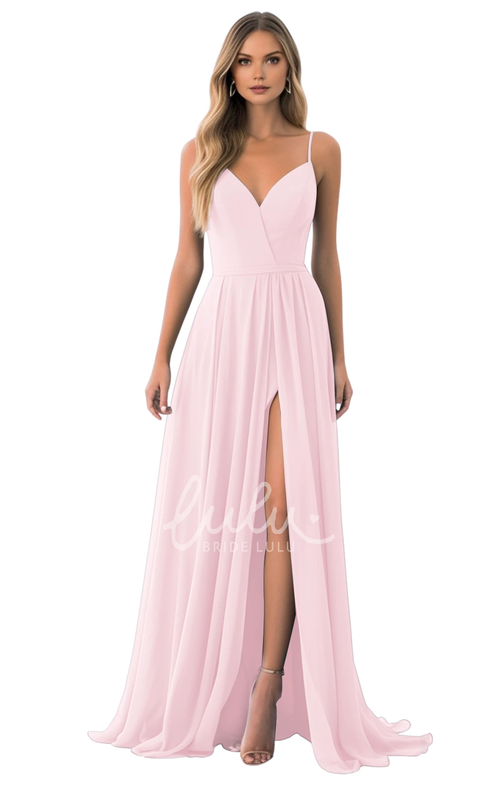 A-Line Spaghetti Chiffon Bridesmaid Dress Beautiful and Flowy