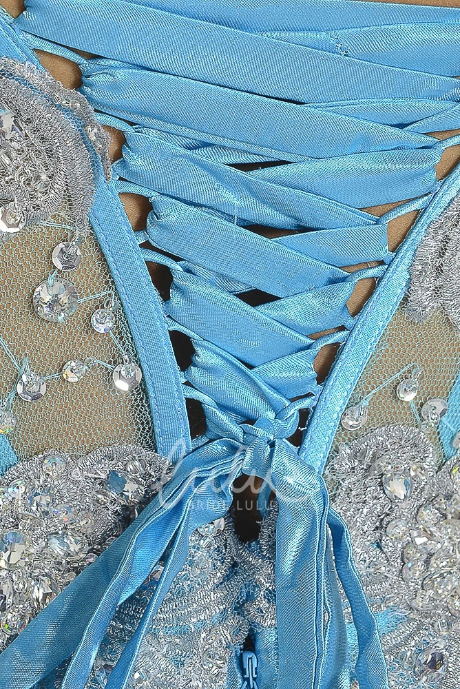 Sweetheart A-Line Beaded Tulle&Satin Prom Dress with Pleats Floor Length