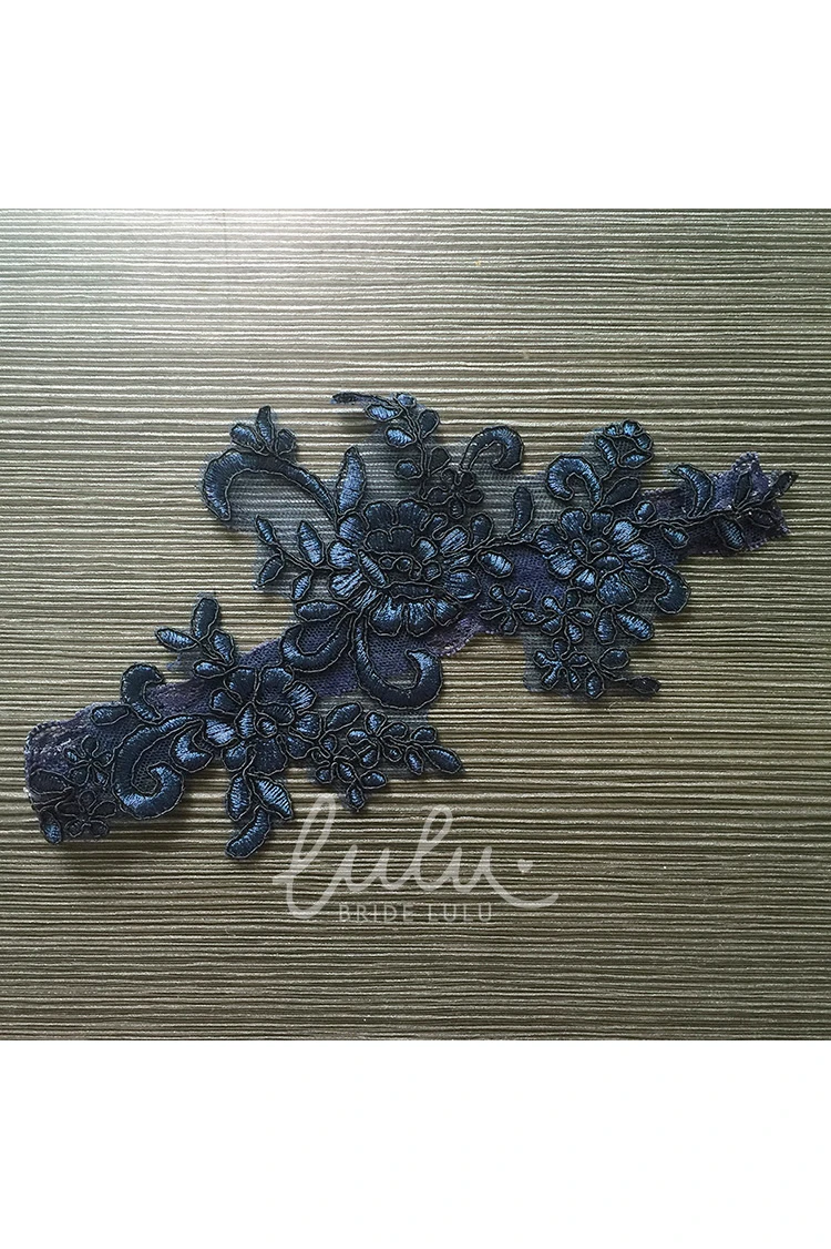 Blue Large Flower Lace Garter Elastic 16-23inch Perfect for Weddings and Proms