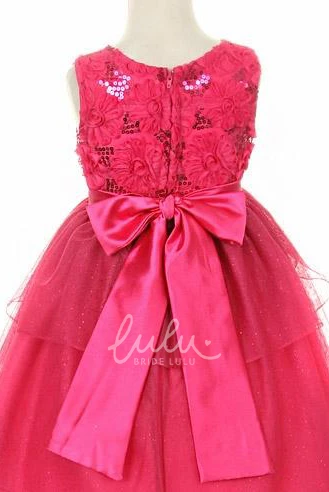 Sequin Split-Front Tea-Length Satin Dress Sparkly Prom Dress for Girls