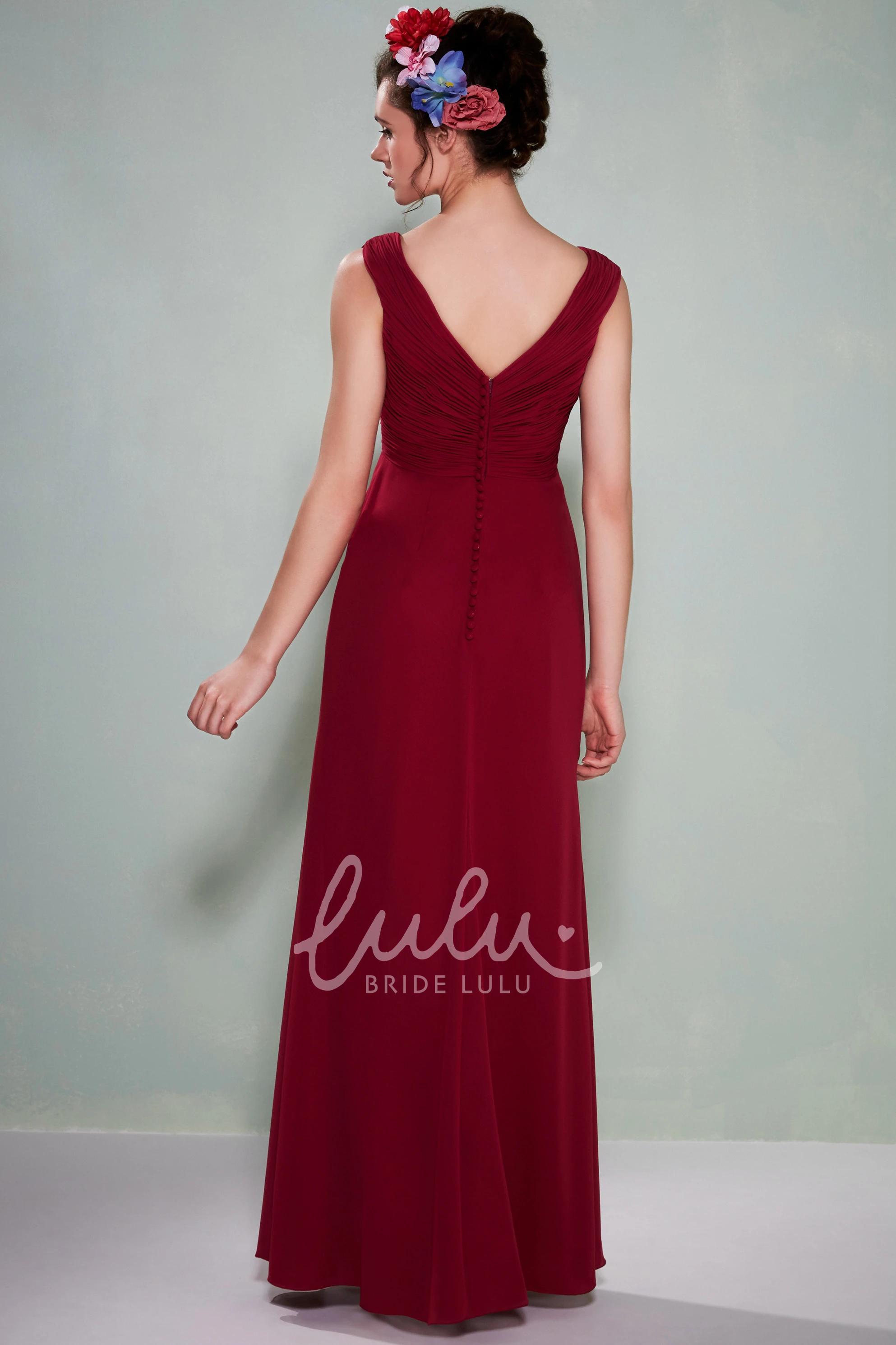 Ruched Empire Chiffon Bridesmaid Dress Flowy Bridesmaid Dress