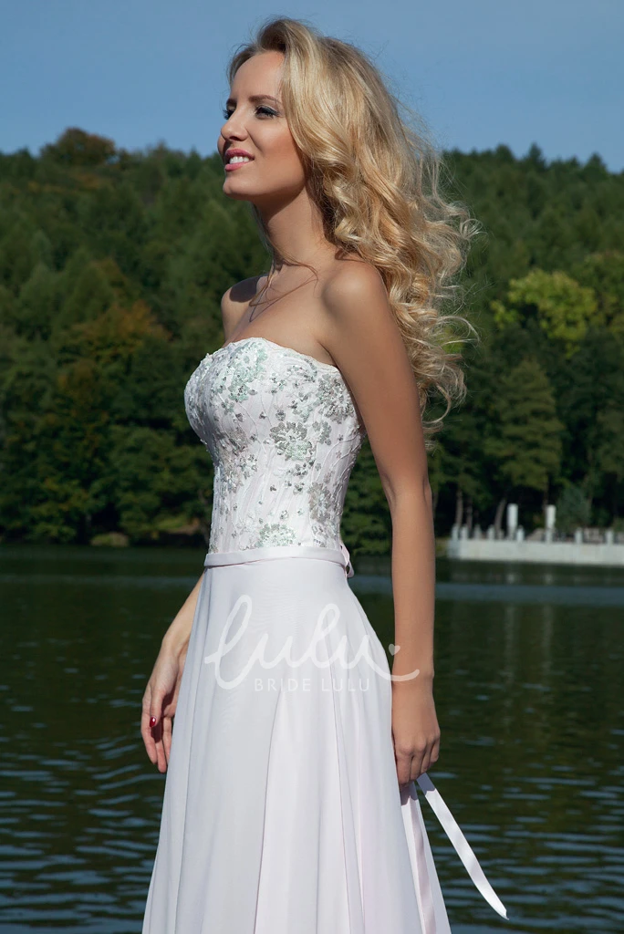 Strapless Sequined A-Line Chiffon Prom Dress