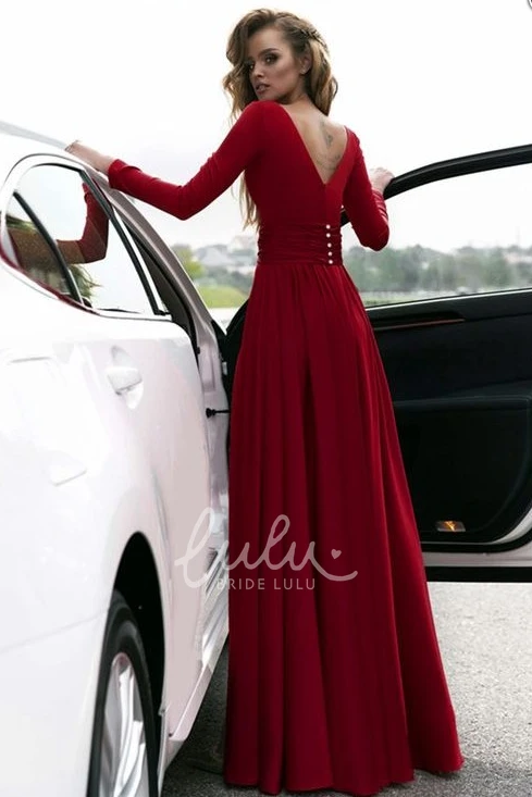 Long Sleeve Plunging Sheath Dress with Low-V Back Elegant Modern Dress