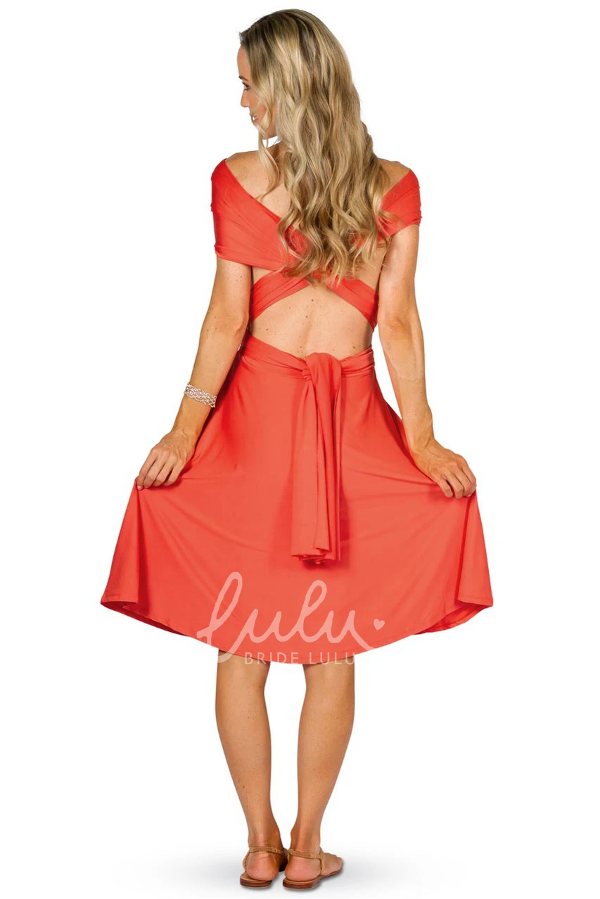 Halter Knee-Length Sleeveless Chiffon Bridesmaid Dress with Ruching