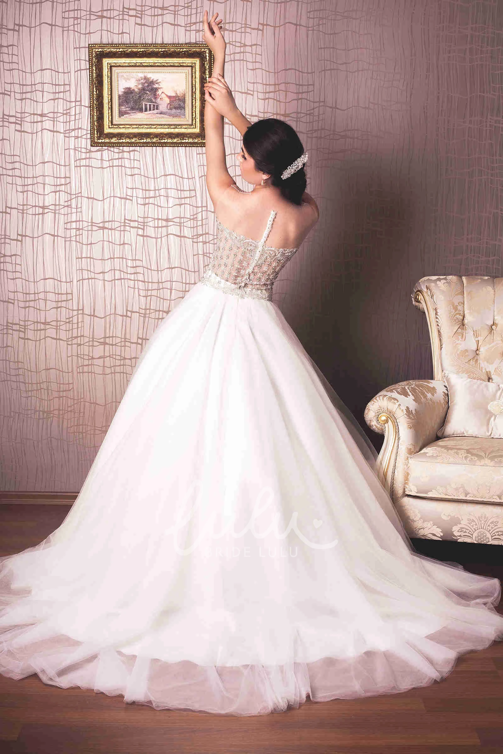 Sweetheart Tulle Wedding Dress with Illusion Ball Gown Style