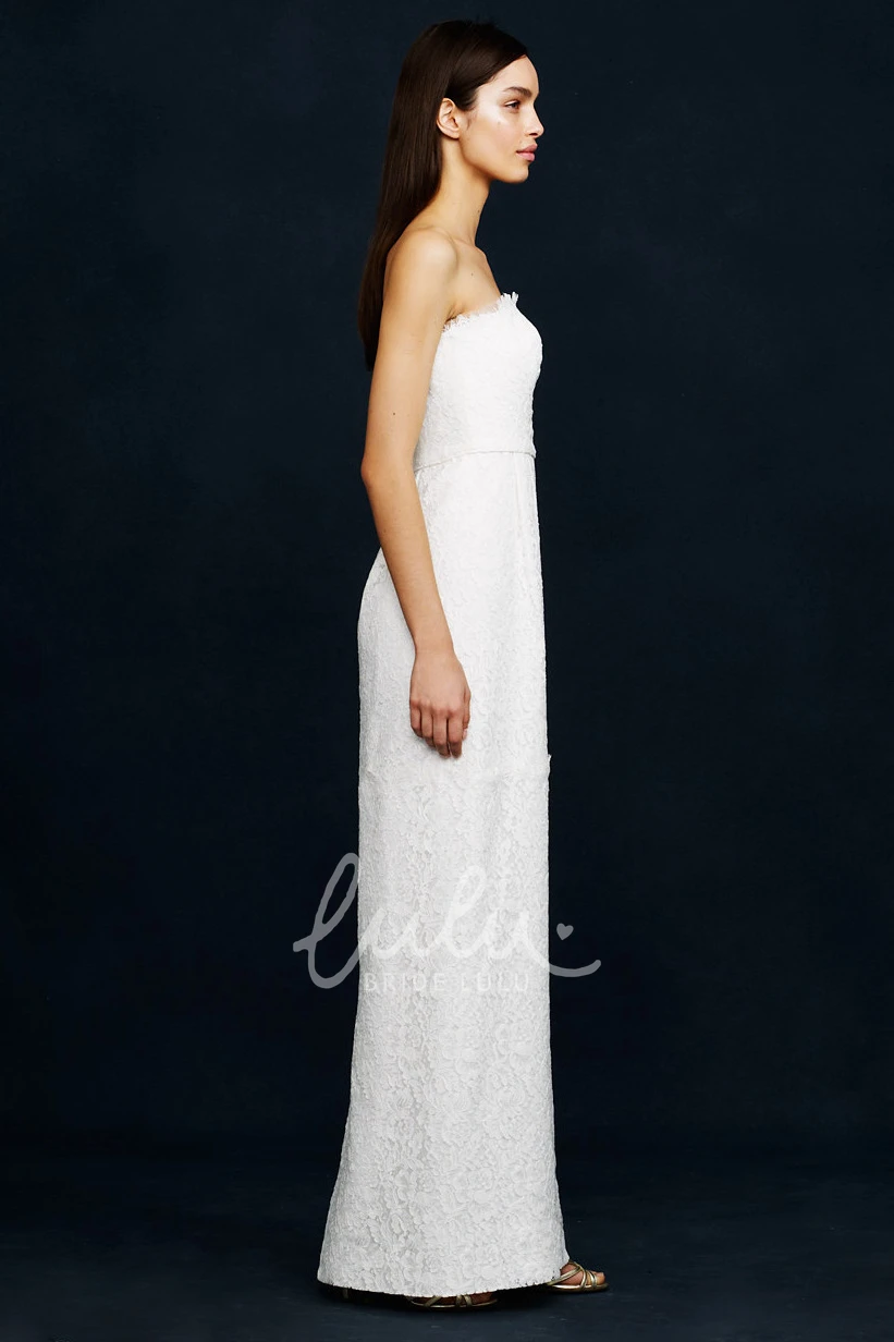 Strapless Lace Sheath Wedding Dress Romantic Bridal Gown