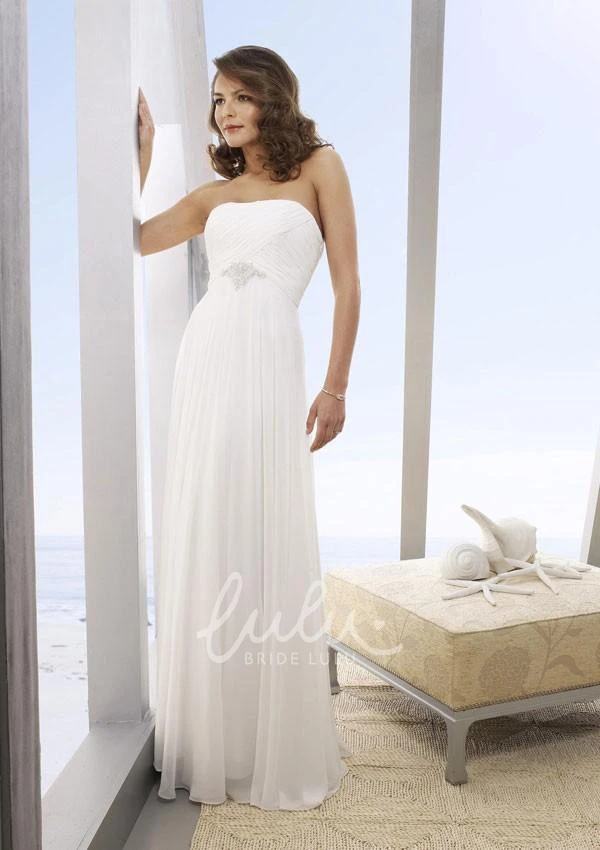 Chiffon Beach Wedding Dress Strapless A-Line Floor-Length