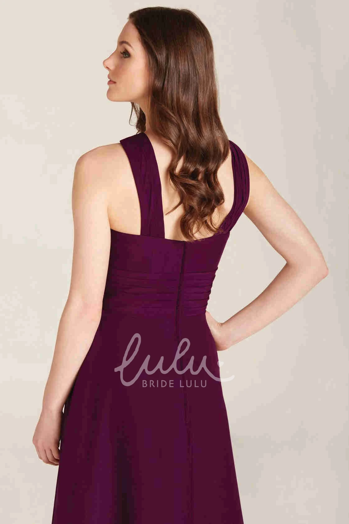 Chiffon Ruched Sleeveless Bridesmaid Dress Elegant Bridesmaid Dress