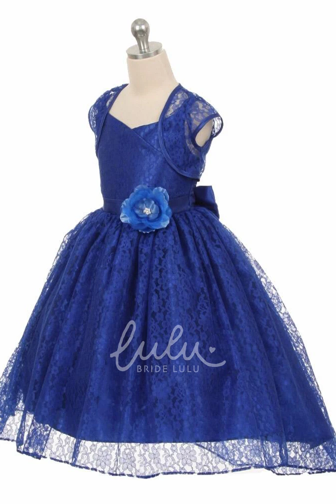 Criss-Cross Lace Flower Girl Dress with Sash High-Low